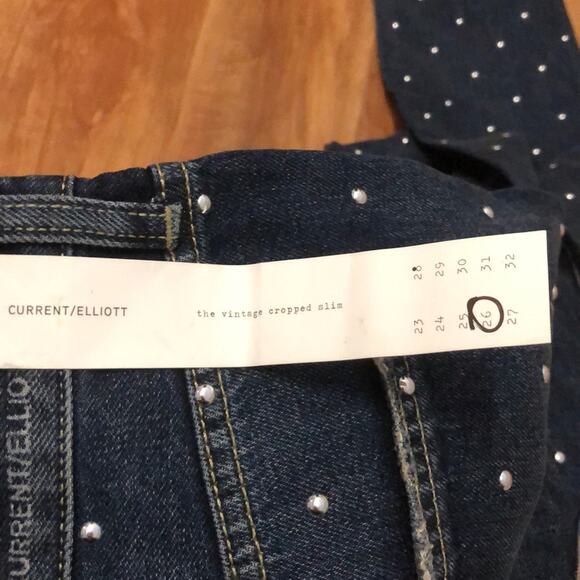 Current/Elliott Cropped Slim Studded Jeans Size 26 - Picture 5 of 5